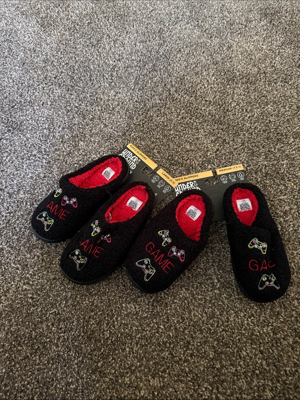 Under Ground Society black/ red plush kid game one piece slippers